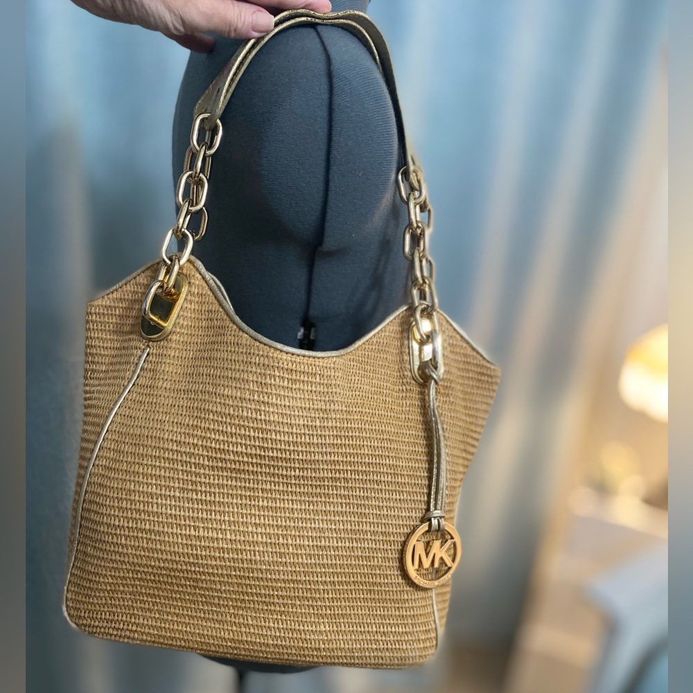 Michael Kors Straw Bag. Gold hardware. Perfect for summer.